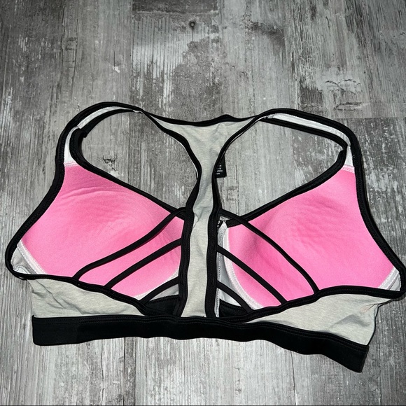 PINK Victoria's Secret Ultimate Push Up Gray Front Zipper Sports Bra Size Medium - Picture 5 of 5